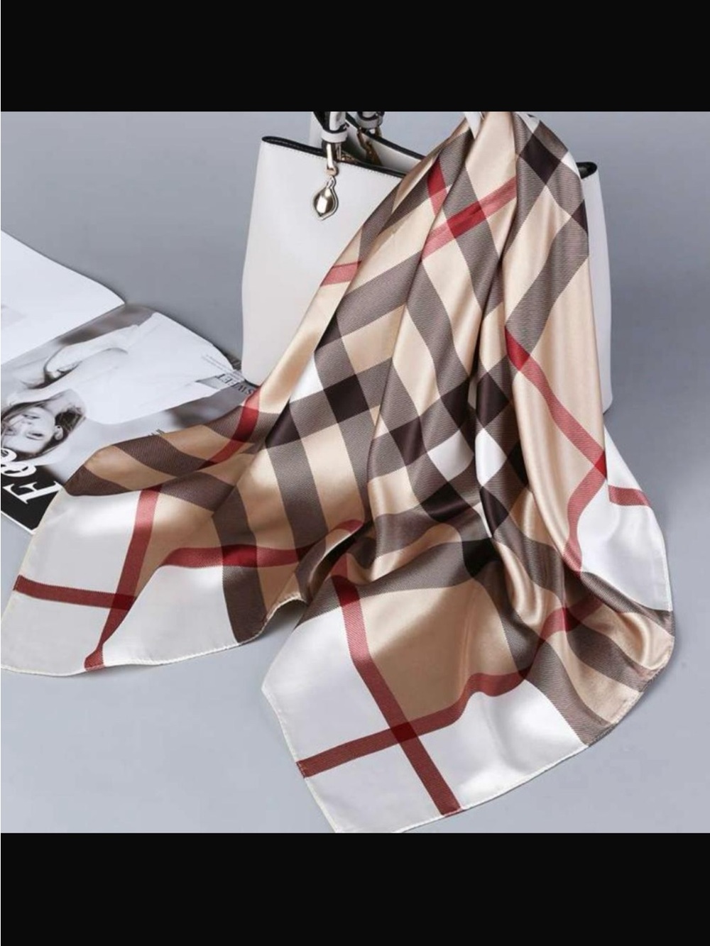 Luxury Patterned Satin Scarf - Picture 15 of 16